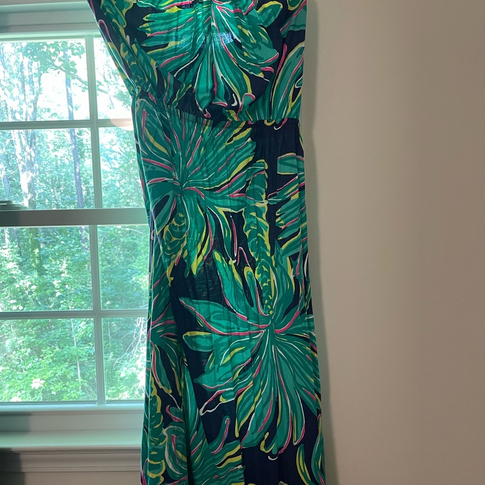 Tropical Leaf Print Maxi Dress